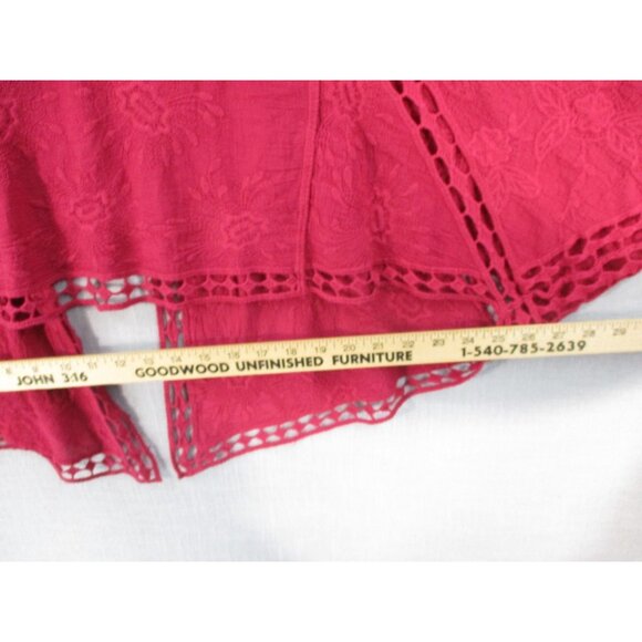 Torrid Womens Lace Open Front Kimono Cardigan Size 1/2 Red 100% Cotton Made In C - Picture 7 of 8